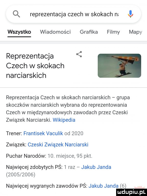 q reprezentacja czech w skokach n j wszystko wiadomości grafika filmy mapy reprezentacja czech w skokach narciarskich reprezentacja czech w skokach narciarskich grupa skoczków narciarskich wybrana do reprezentowania czech w międzynarodowych zawodach przez czeski związek narciarski. wikipedia trener frantisek vaculik od      związek czeski związek narciarski puchar narodów   v miejsce    pkt. najwięcej zdobytych pś   raz jakub janda           najwięcej wygranych zawodów pś jakub janda