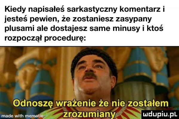 kiedy napisałeś sarkastyczny komentarz i jesteś pewien że zostaniesz zasypany plusami ale dostajesz same minusy i ktoś rozpoczął procedurę made wsh medalu