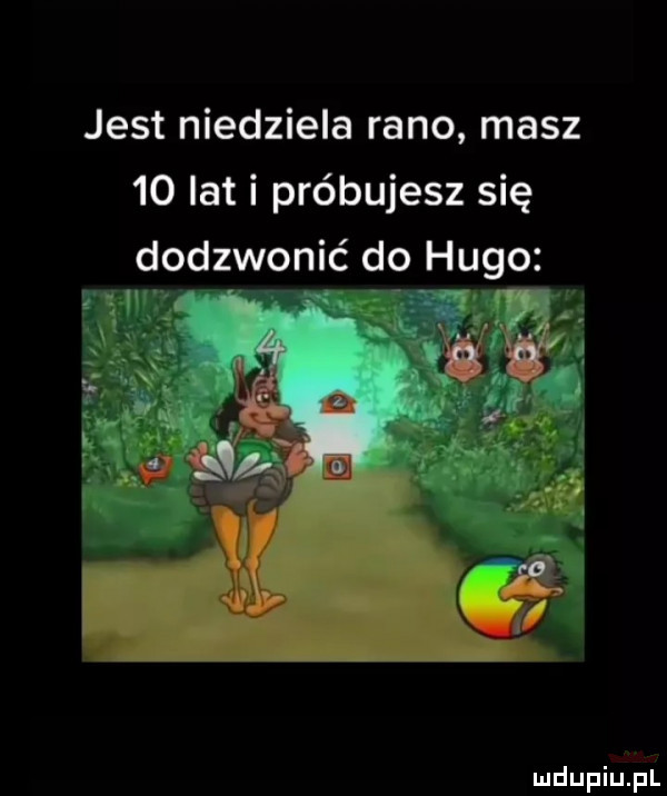 jest niedziela rano masz    lat i próbujesz się dodzwonić do hugo