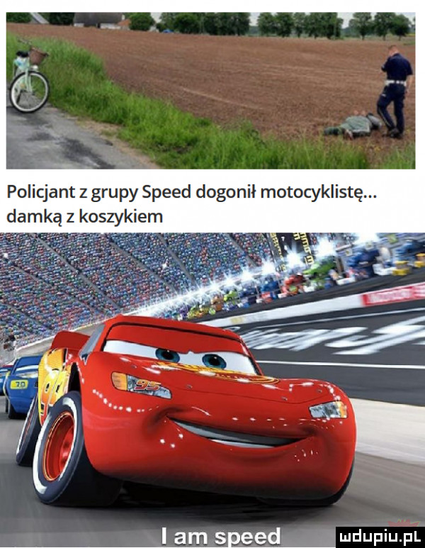policjant z grupy speed dogonił motocyklistę. damką z koszykiem i am s edd