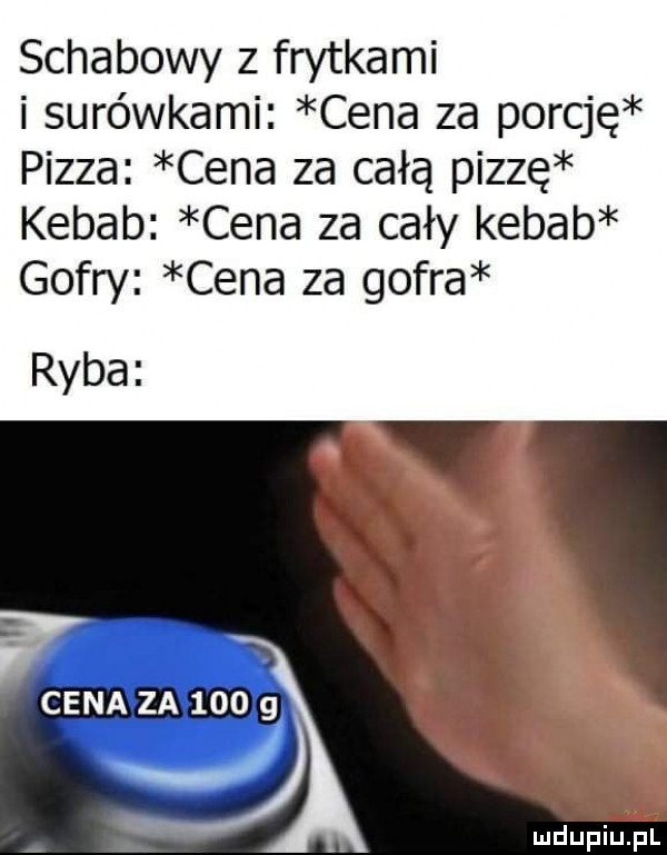 schabowy z frytkami imﬁwbmhﬂhmzammﬁ pizza cena za całą pizzę kebab cena za cały kebab gody cenazagoﬂa ryba. x. cena za     g