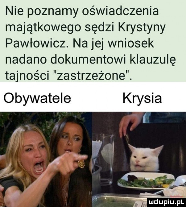 nie poznamy oświadczenia majątkowego sędzi krystyny pawłowicz. na jej wniosek nadano dokumentowi klauzulę tajności zastrzeżone. obywatele krysia