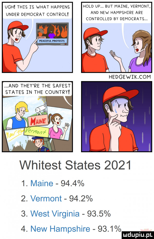 uch tais is wiat happens hold up but maine vermont unger democrat control and naw hampshwe are controlled by democrats. and they re tee safest status in tee country whitest status       . maine       . vermont       . west virginia      o  . naw hampshire      a