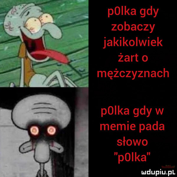 plika gdy zobaczy jakikolwiek. żart o mężczyznach plika gdy w memie pada słowo plika