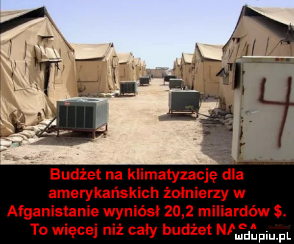 budżet na klimatyzację dla amerykańskich żołnierzy w afganistanie wyniósł      miliardów. to więcej niż cały budżet n ludupiu. pl
