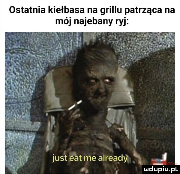 ostatnia kiełbasa na grillu patrząca na mój najebany ryj just edt me already