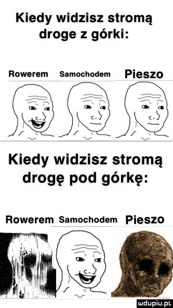 kiedy widzisz stromą droge z girki rowerem samochodem pieszo kiedy widzisz stromą drogę pod górkę rowerem samochodem pieszo ludu iu. l