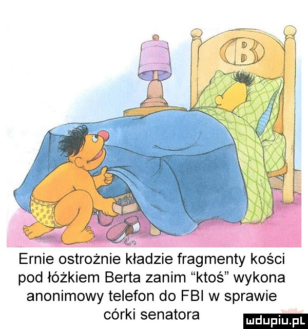 ennie ostrożnie kładzie fragmenty kości pod łóżkiem berta zanim ktoś wykona anonimowy telefon do fbi w sprawie córki senatora