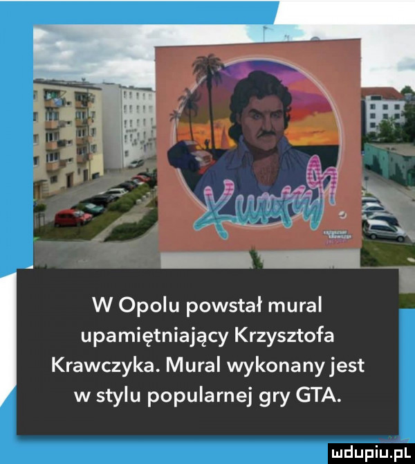 w opolu powstał mural upamiętniający krzysztofa krawczyka. mural wykonany jest w stylu popularnej gry gta