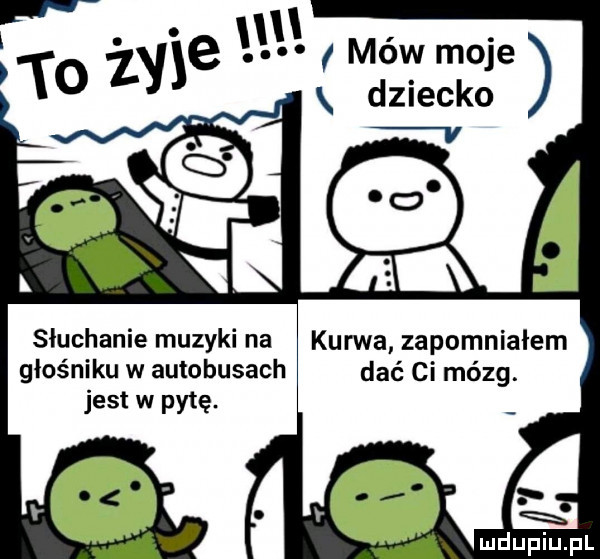 a mów moje dziecko słuchanie muzyki na głośniku w autobusach jest w pytę. kurwa zapomnialem dać ci mózg