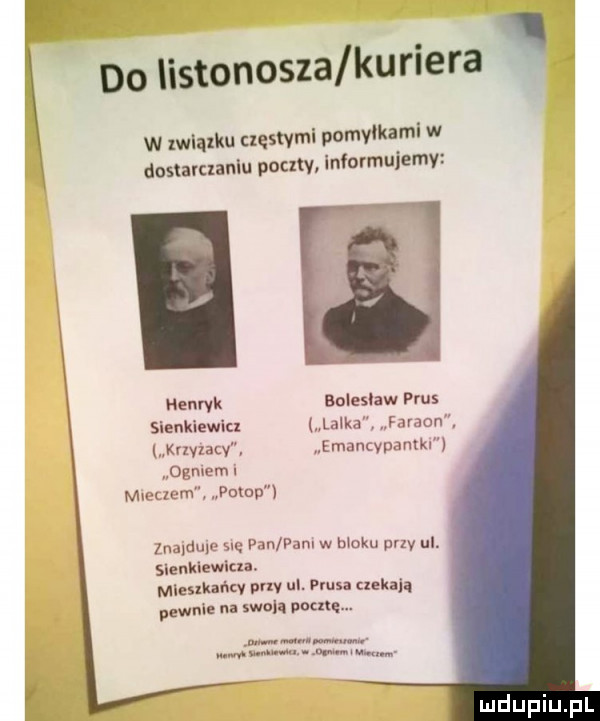 do listonosza kuriera w xwlazku uęstvmi pamvtkaml w doslaruanlu poczty lnformujemv. nenryk boleslaw prus smnkiewlu lalka faraon krzvlacv emancypamk   mm i meczem mam anduye ę pan pam w bloku vrzv sienkiewlcxa. mlesxkincv phy ul. plusa celują piwu na sean noce