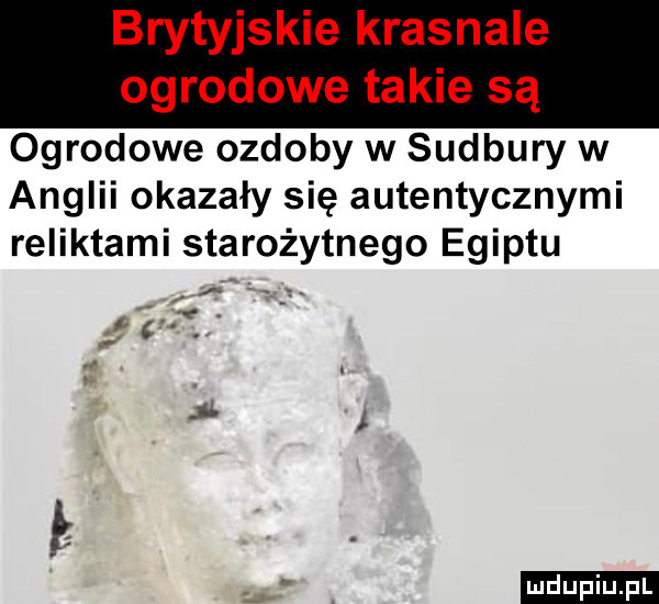 brytyjskie krasnale ogrodowe takie są ogrodowe ozdoby w sudbury w anglii okazały się autentycznymi reliktami starożytnego egiptu. e. ici. ludu iu. l