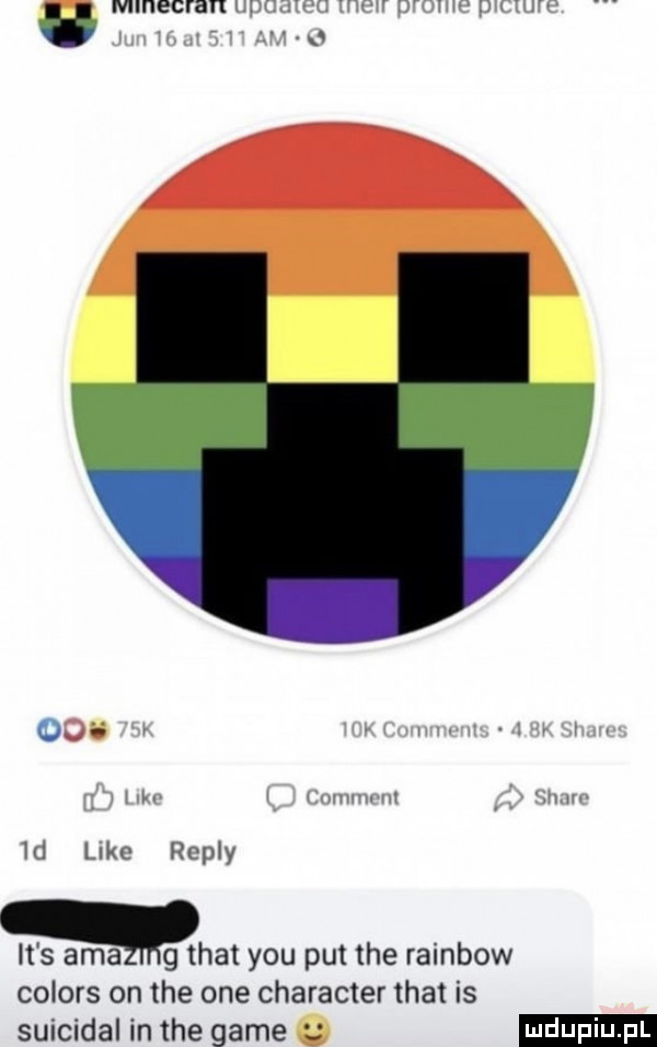 w hbr www pn mar u mmecranu nu obi i r man irl w a mmpm. wan     like repry it s amalg trat y-u pat tee rainbow colors on tee one charakter trat is suicidal in tee game