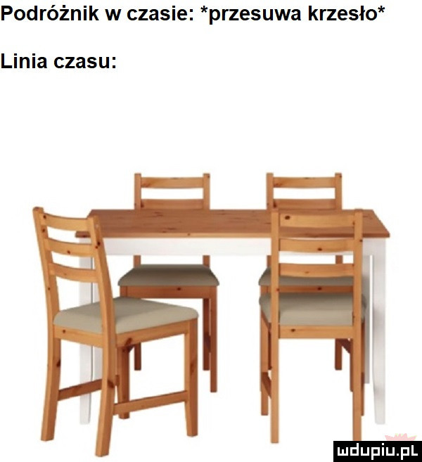 podróżnik w czasie przesuwa krzesło linia czasu