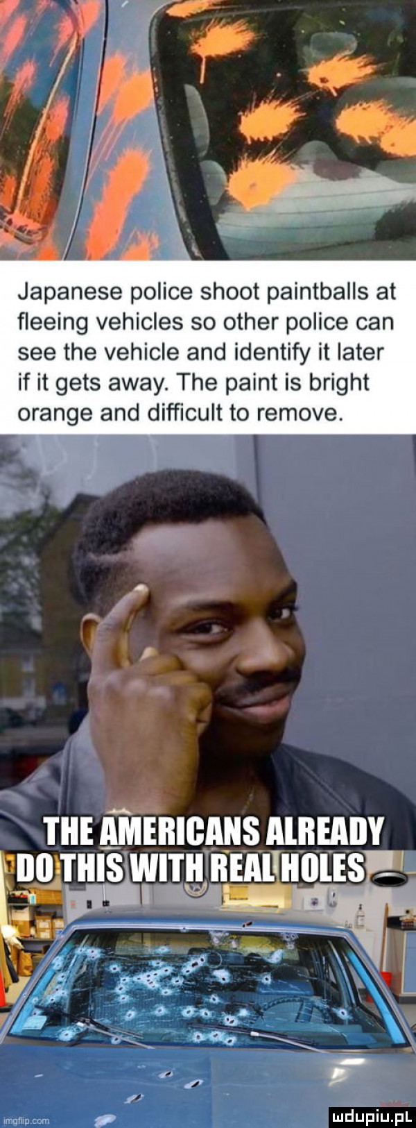 japanese police shoot paintballs at fleming vehicles so ocher police cen sie tee vehicle and identify it liter if it gees away. tee plint is bright orange and difﬁcult to remove. i ice mebigans aliłeaily www