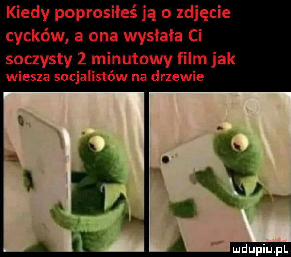 kiedy poprosiłeś ją   zdjęcie cycków a ona wysłała ci soczysty   minutowy ﬁlm jak wiesza socjalistów na drzewie