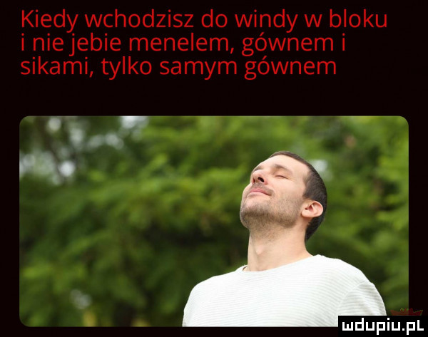 kiedy wchodzisz do windy w bloku iniejebie menelem gownem i sikami tylko samym gównem