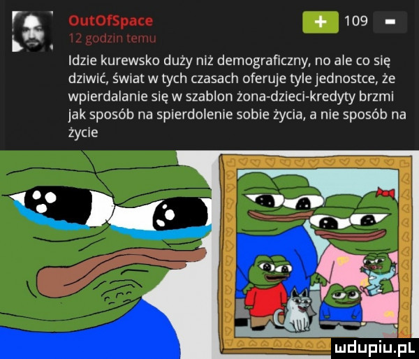 rz mg idzie kurewsko duzy an demograficzny no a e co się dziwić świat w tych czasach oferuje tylejednostce ze wpierdalanie się w szablon iana dzieci kredyty brzml jak sposób na spierdoleme sople życia a nie sposób na zycie