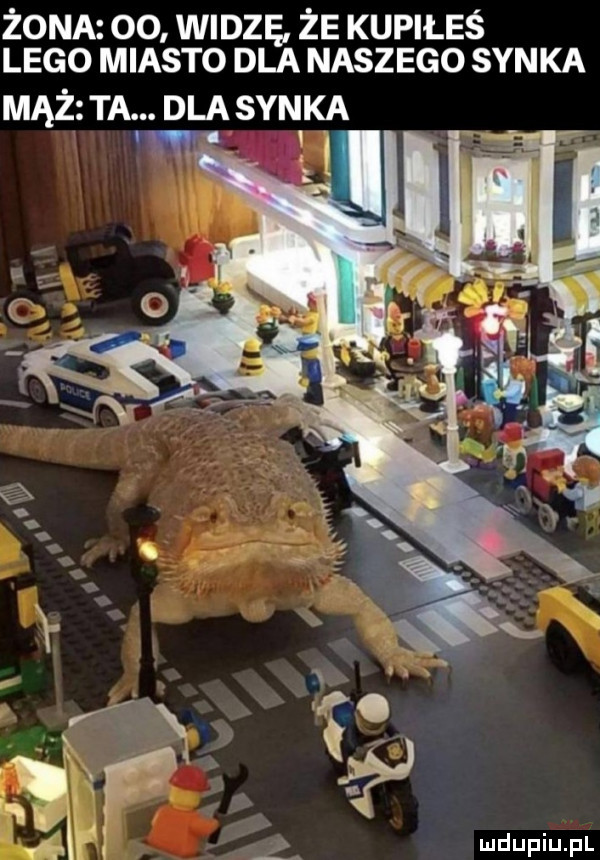 żona oo widzę że kupiłeś lego miasto dla naszego synka mąż ta. dla synka