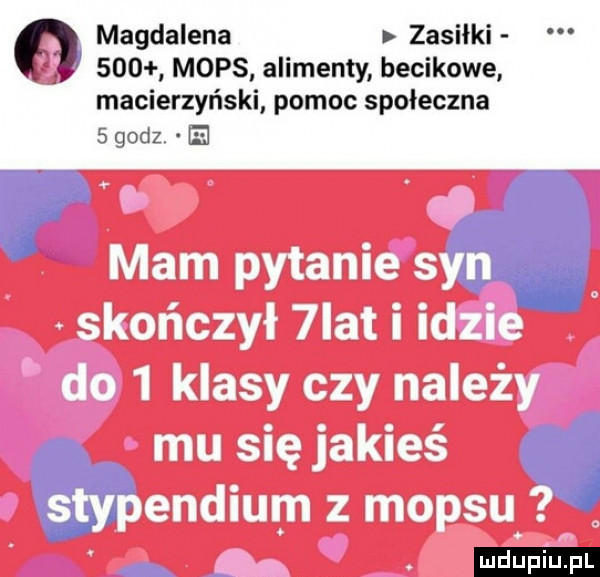 magdalena zasiłki     mops alimenty becikowe macierzyński pomoc społeczna sgodznei i w jw wags