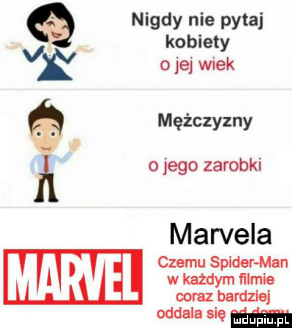 nigdy nie pytaj kobiety vk o jej wiek  . mężczyzny va. o jego zarobki marcela czemu spider man w każdym ﬁlmie coraz bardziej oddala się