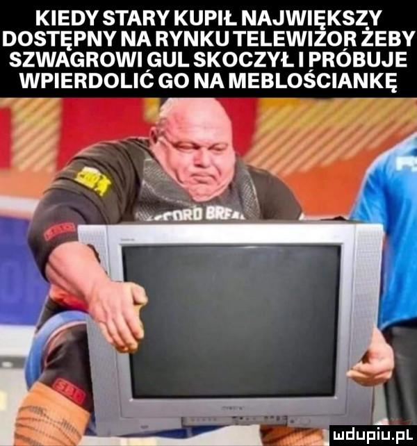kiedy stary kupił największy dostępny na rynku telewizor zeby szwagrowi qal skoczył i probuje wpierdolic go na meblościankę i r