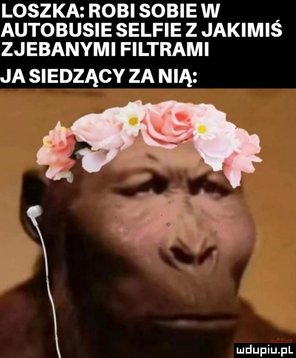 loszka robi sobiew autobusie selfie z jakimis zjebanymi filtrami ja siedzący za nią
