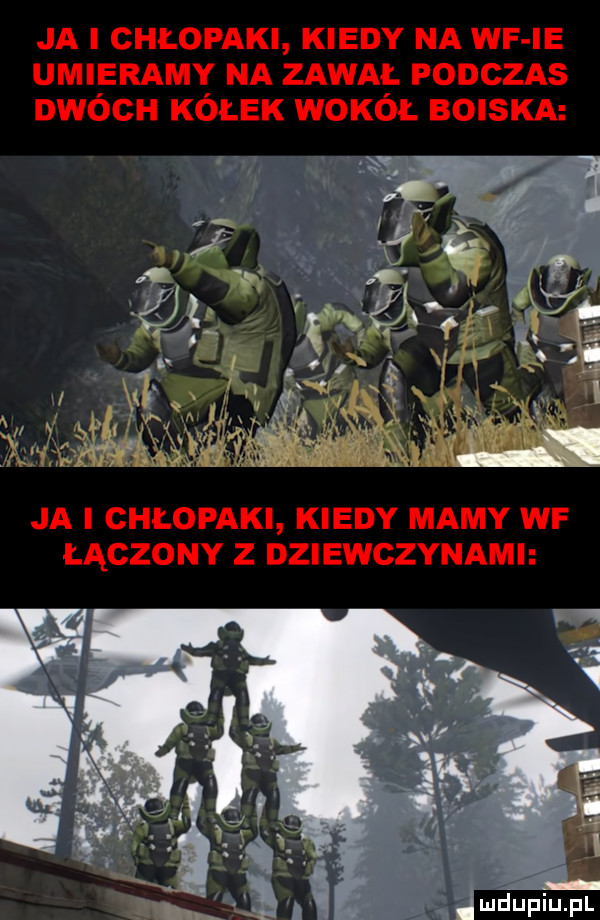 ja i chłopaki kiedy na wf ie umieramy na zawali. podczas dwoch kołek wokół boiska ja i chłopaki kiedy mamy wf łączony z dziewczynami
