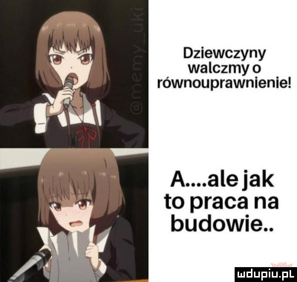 dziewczyny walczmy. rownouprawnlenle a alejek to praca na budowie. ludu iu. l