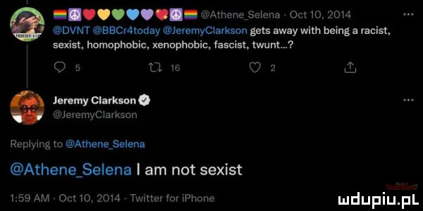 abakankami i amene smelo on w. mm er oeacmoaay nvemycmkson gees away with being a raciom sexisx. homophobic. xenophobic fascist. twun   cb jak q   l jamy clnlklon. jcrcmycmrkson repxymg m amomjeleni atheneﬁelena i am not sexist   am ocio      twmevfohphoue