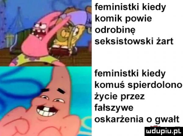 feministki kiedy komik powie odrobinę seksistowski żart feministki kiedy komuś spierdolono życie przez fałszywe oskarżenia o gwałt