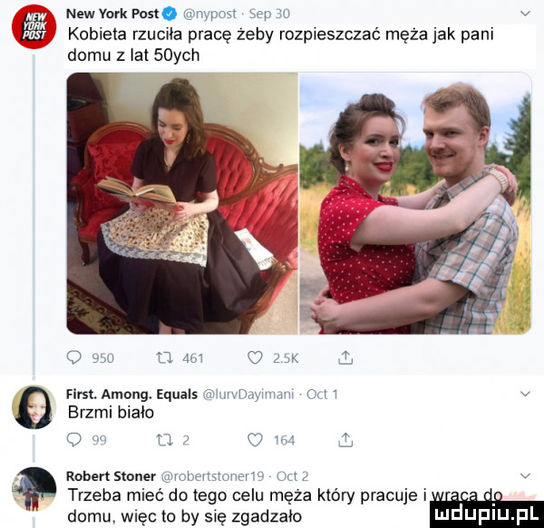 w naw vork post na nypost wp   v     kobie a rzuciła pracę żeby rozpieszczać męża jak pani domu z lat   ych     pl  w   k l fi stjmong equals muwmymmu om v brzmi bialo q m n w l robmsmner awobensmer y mg v trzeba mieć do tego celu męża który pracuje i. domu więc to by się zgadzało lu uplu l