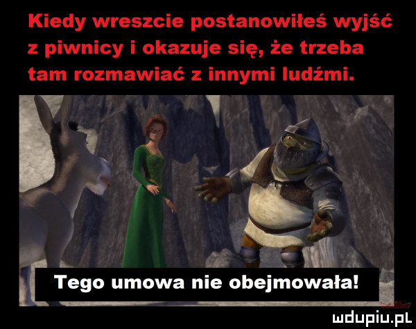 kiedy wreszcie postanowiłeś wyjść z piwnicy i okazuje się że trzeba tam rozmawiać z innymi ludźmi. v. v. ł h j ą na w   a i   a tła i tego umowa nie obejmowała