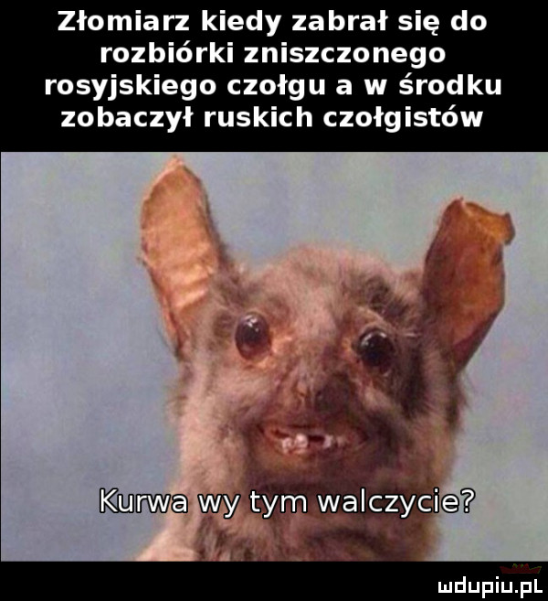 złomiarz kiedy zabrał się do rozbiórki zniszczonego rosyjskiego czołgu a w środku zobaczył ruskich czołgistów