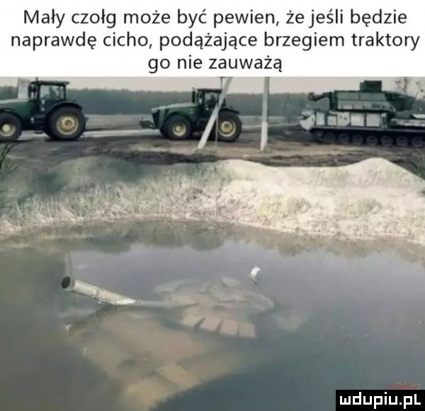 mały czołg może być pewien żejeśli będzie naprawdę cicho podążające brzegiem traktow go nie zauważą