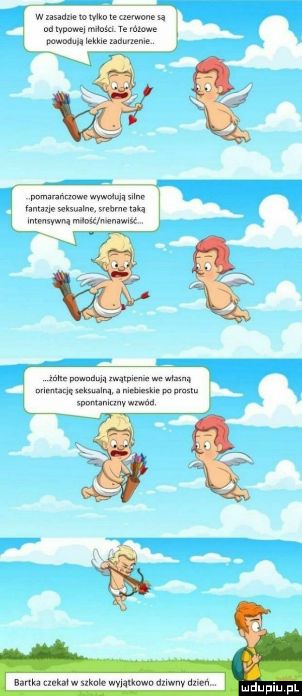 w zasadnie to tylko ie cmwone są od typowej milo i. te różowe powodują lekkie zanurzenie. pomarańczowe wyholują silne fantazje seksualne srebrne taką intensywną milosc nienawisc żółte powuduią zwątpienie we własną nrienlację seksualną a niebieskie po prestu spontaniuny wzwórl. bartka czekał w szkole wy tkowo d wdy d eń