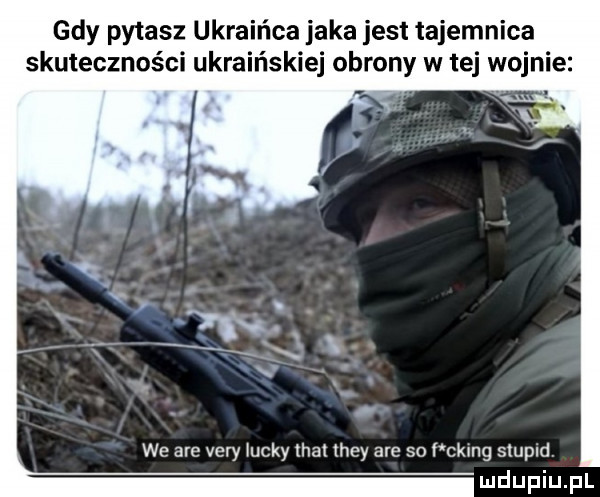 gdy pytasz ukraińca jaka jest tajemnica skuteczności ukraińskiej obrony w tej wojnie we are vary iucky trat they are so i cklng stupld