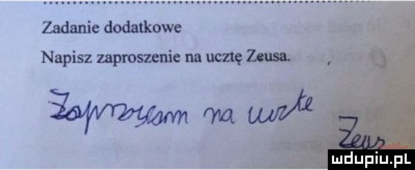 zadanie dodatkowe napisz zaproszenie na ucztę zeusa wwhm w