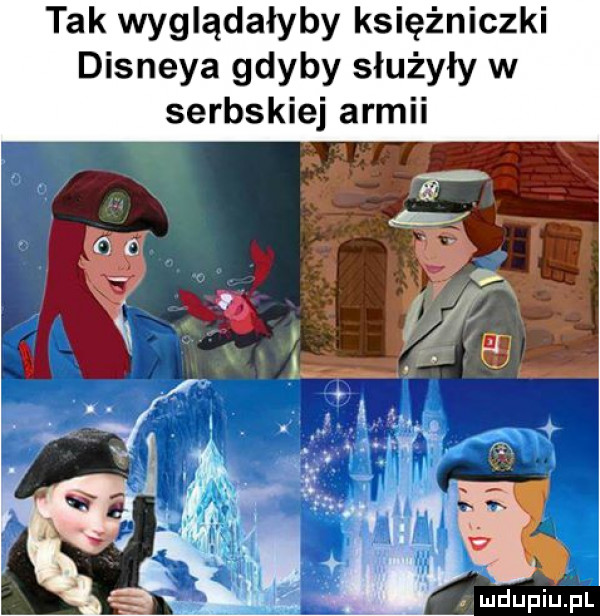 tak wyglądane księżniczki disneya gdyby służyły w serbskiej armii