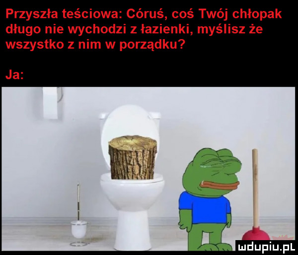 przyszła teściowa córuś coś twój chłopak długo nie wychodzi z łazienki myślisz że wszystko z nim w porządku ja