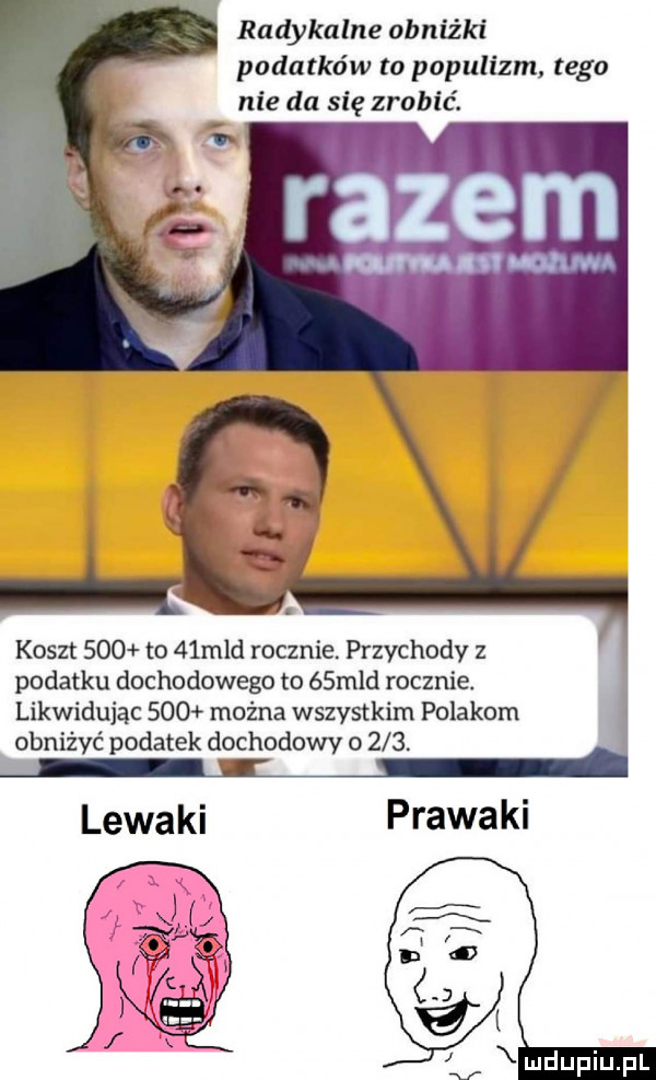 radykalne obniżki podatków to populizm tego nie da się zrobić. koszt     to   mld rocznie. przychody z podatku dochodowego to   mld rocznie. likwidując     można wszystkim polakom obniżyć podatek dochodowy o