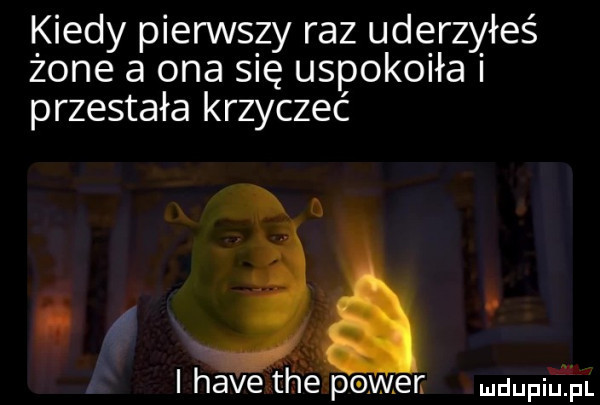 kiedy pierwszy raz uderzyłeś żone a ona się uspokoiła i przestała krzyczeć i hace tee power. dupifpr