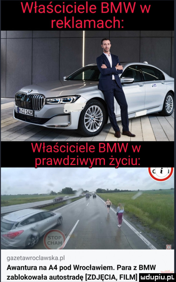 w m awantura na a  pod wrocławiem. para bmw zablokowała autostradę zdjęcia film