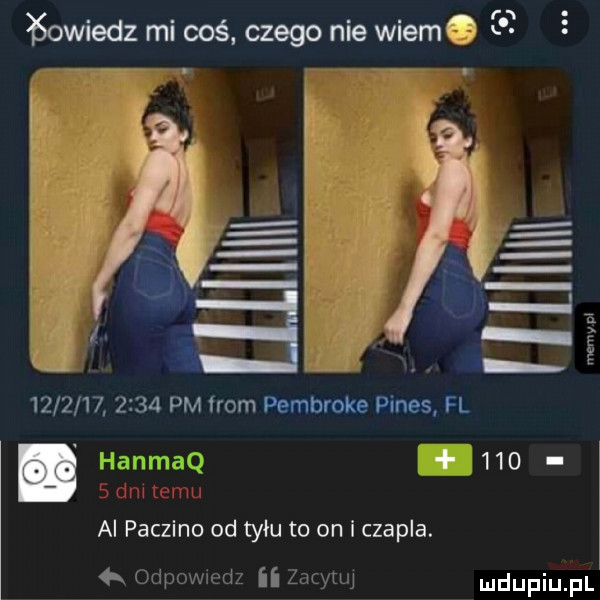 r   łomedz mu coś czego me wiem. abakankami mam mm              pm from pembroke pinas fl     ai paczono od tyłu to on i czapla. w m m