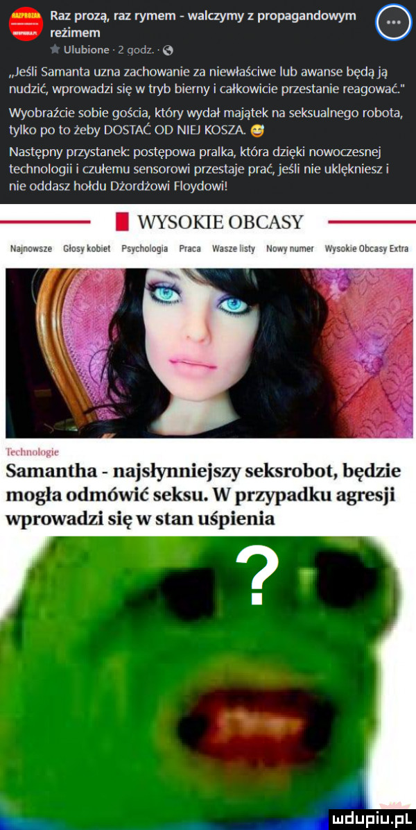 gif w raz prozą raz rymem walczymy z propagandowym reżimem umbrone dz jeśli samanta mna  arhowanro  a niewtaeriwe tub awanse będą  a nudmc wprowadzu się w ln b bierny i całkowicie przestanie reagować wyobraźcie sobie gościa który wydał majątek na seksualnego robota yam po   by   er on nih kos a a następny priystanelc postępowa pralka która dzięki nowoczesnej technologii r czułemu sensorowi przestaje prać ihs lr nie ukięknieszi me oddasz hołdu uzovdlowl huyduwl i wysokie obcasy hawawsxe closmm psychalcgri płaca wauehsty nowynumel wysokmcbcasybua in mm rgre samantha najsłynniejszy seksrobot budzi mogła odmówić seksu. w przypadku agresji wprowadzi się w stan uśpienia