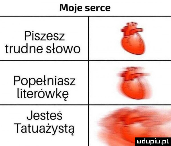 moje serce piszesz trudne słowo popełniasz literówkę jesteś tatuażystą v