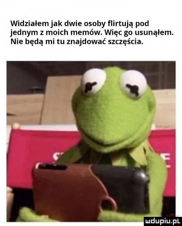widziałem jak dwie osoby flirtują pod jednym z moich memów. więc go usunąłem. nie będą mi tu znajdować szczęścia