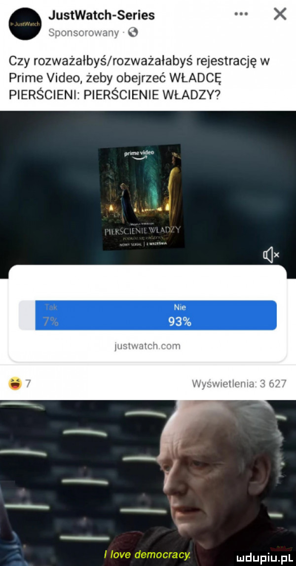 justwatch series u r czy rozważałbyś rozważałabyś rejestrację w prime video żeby obejrzeć władcę pierścieni pierścienie władzy mammh hoje democracy