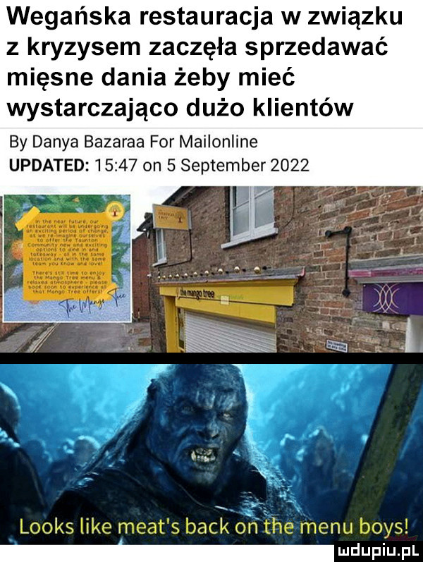 wegańska restauracja w związku z kryzysem zaczęła sprzedawać mięsne dania żeby mieć wystarczająco dużo klientów by dania bazaraa for mailonline updated       on   september      looks like maat s beck oh tee menu boks d fi fl