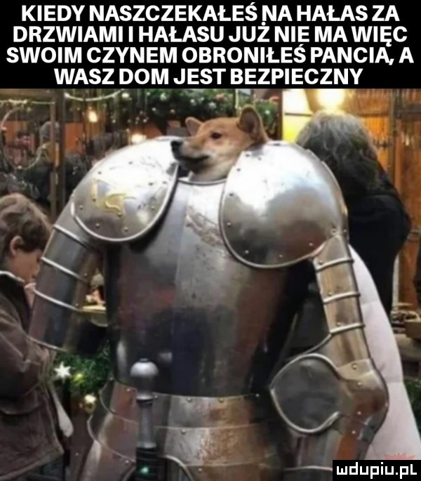 kiedy naszczekałes na hałas za drzwiami i halasu juz nie ma więc swoim czynem obroniłeś pancia a wasz dom jest bezpieczny x o. el. abakankami l k o i. v mdupiupl